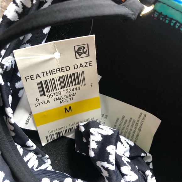 NWT Bar III Feathered Daze Black Bikini M - Picture 3 of 4